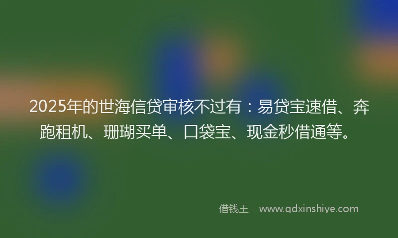 2025年的世海信贷审核不过有：易贷宝速借、奔跑租机、珊瑚买单、口袋宝、现金秒借通等。