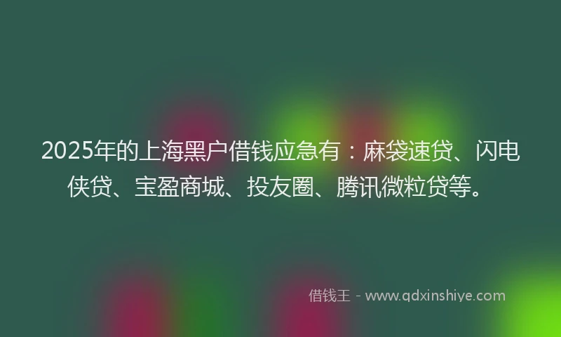 2025年的上海黑户借钱应急有：麻袋速贷、闪电侠贷、宝盈商城、投友圈、腾讯微粒贷等。