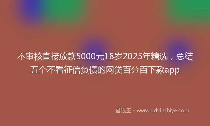 不审核直接放款5000元18岁2025年精选，总结五个不看征信负债的网贷百分百下款app