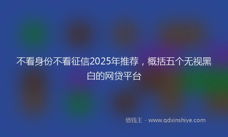 不看身份不看征信2025年推荐，概括五个无视黑白的网贷平台