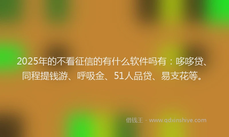 2025年的不看征信的有什么软件吗有：哆哆贷、同程提钱游、呼吸金、51人品贷、易支花等。