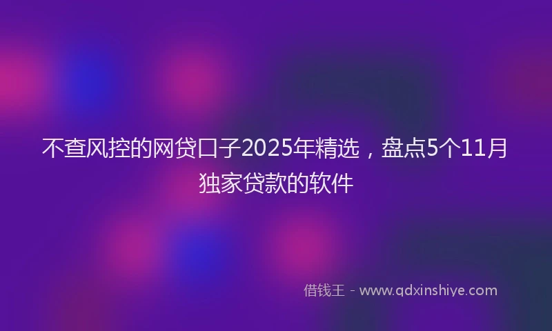 不查风控的网贷口子2025年精选，盘点5个11月独家贷款的软件