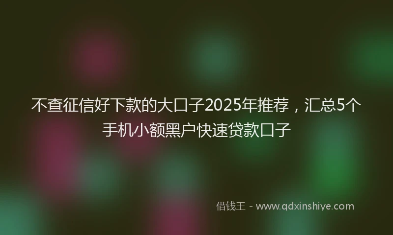 不查征信好下款的大口子2025年推荐，汇总5个手机小额黑户快速贷款口子