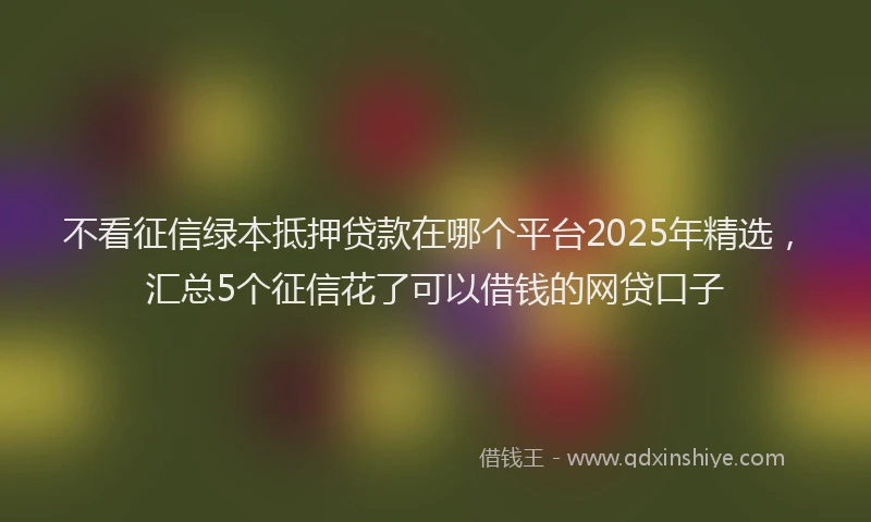 不看征信绿本抵押贷款在哪个平台2025年精选，汇总5个征信花了可以借钱的网贷口子