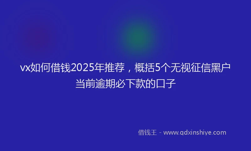 vx如何借钱2025年推荐，概括5个无视征信黑户当前逾期必下款的口子