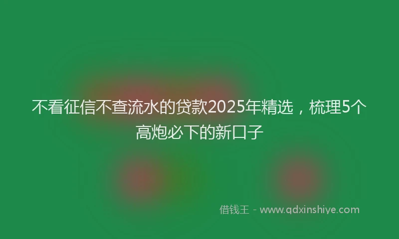 不看征信不查流水的贷款2025年精选，梳理5个高炮必下的新口子