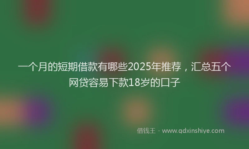 一个月的短期借款有哪些2025年推荐，汇总五个网贷容易下款18岁的口子