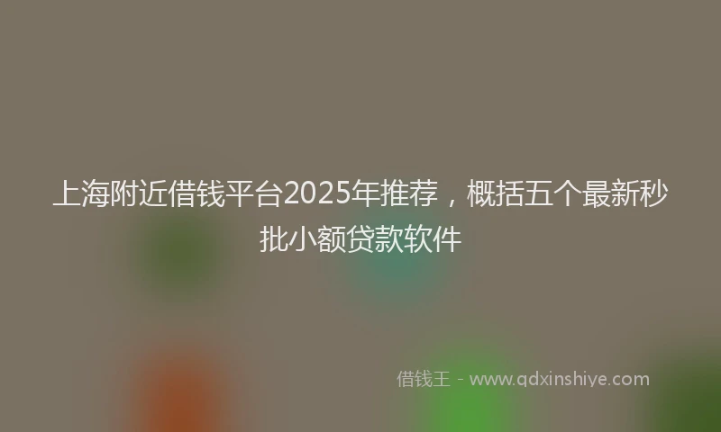上海附近借钱平台2025年推荐，概括五个最新秒批小额贷款软件