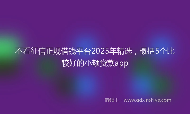 不看征信正规借钱平台2025年精选，概括5个比较好的小额贷款app