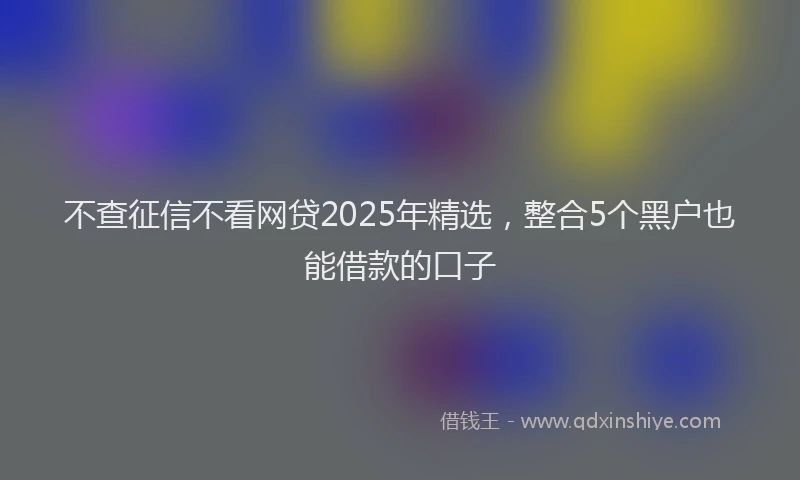 不查征信不看网贷2025年精选，整合5个黑户也能借款的口子