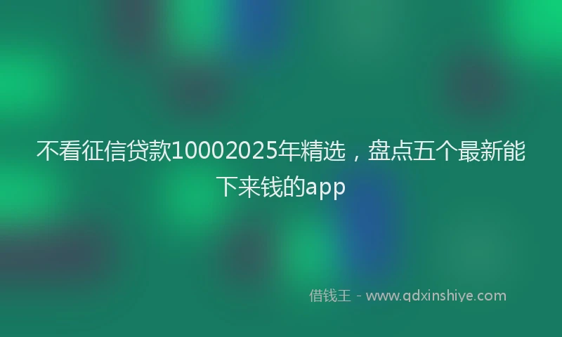 不看征信贷款10002025年精选，盘点五个最新能下来钱的app