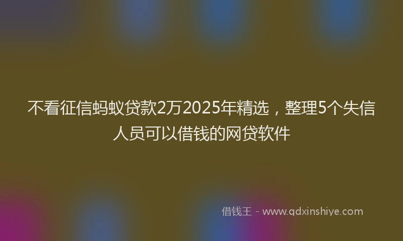 不看征信蚂蚁贷款2万2025年精选，整理5个失信人员可以借钱的网贷软件