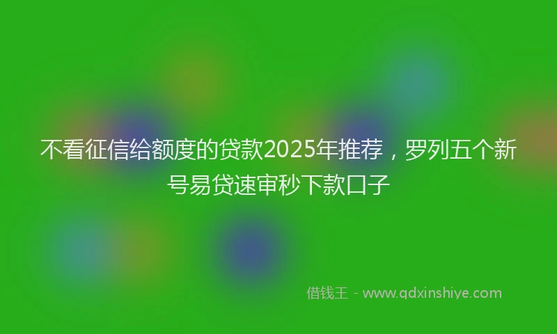 不看征信给额度的贷款2025年推荐，罗列五个新号易贷速审秒下款口子