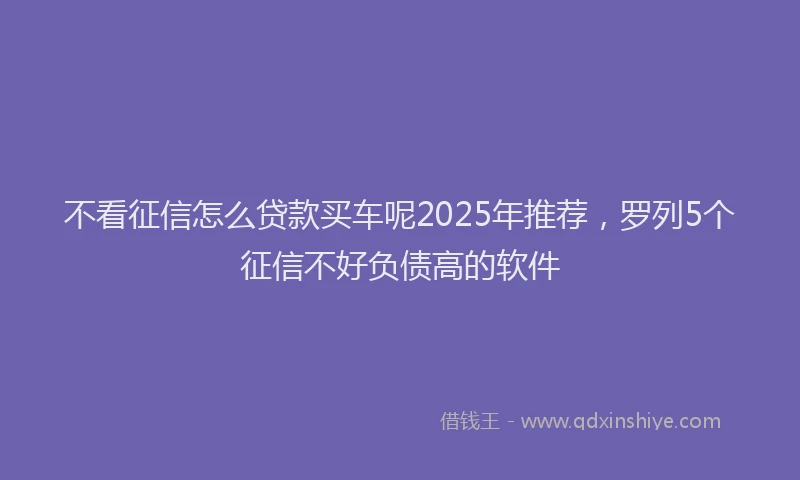 不看征信怎么贷款买车呢2025年推荐，罗列5个征信不好负债高的软件