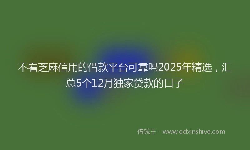 不看芝麻信用的借款平台可靠吗2025年精选，汇总5个12月独家贷款的口子