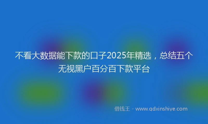 不看大数据能下款的口子2025年精选,总结五个无视黑户百分百下款平台