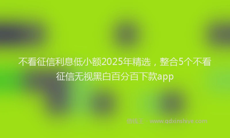 不看征信利息低小额2025年精选，整合5个不看征信无视黑白百分百下款app
