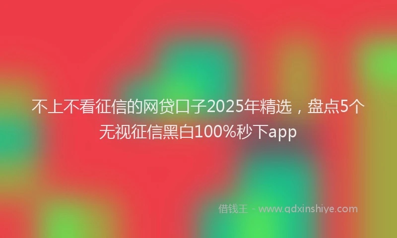 不上不看征信的网贷口子2025年精选，盘点5个无视征信黑白100%秒下app