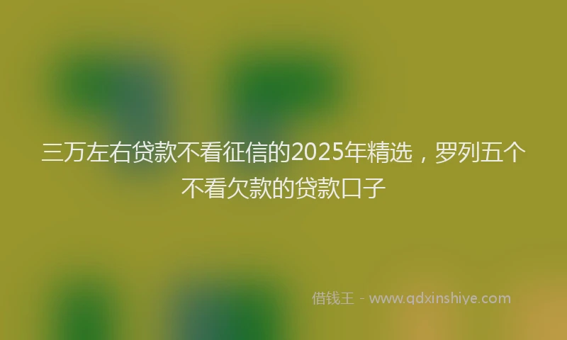 三万左右贷款不看征信的2025年精选，罗列五个不看欠款的贷款口子