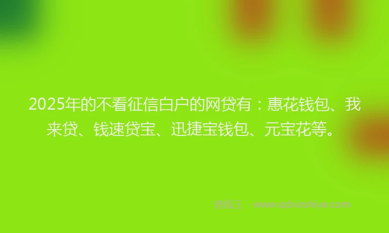 2025年的不看征信白户的网贷有：惠花钱包、我来贷、钱速贷宝、迅捷宝钱包、元宝花等。