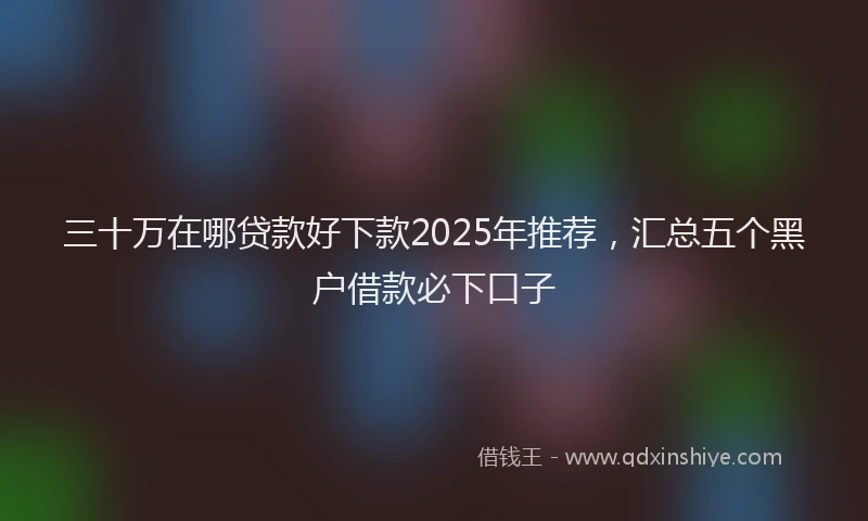 三十万在哪贷款好下款2025年推荐，汇总五个黑户借款必下口子