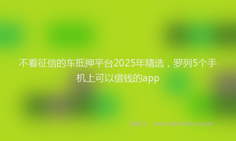 不看征信的车抵押平台2025年精选，罗列5个手机上可以借钱的app