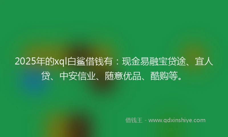 2025年的xql白鲨借钱有：现金易融宝贷途、宜人贷、中安信业、随意优品、酷购等。