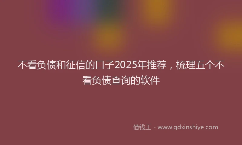 不看负债和征信的口子2025年推荐，梳理五个不看负债查询的软件