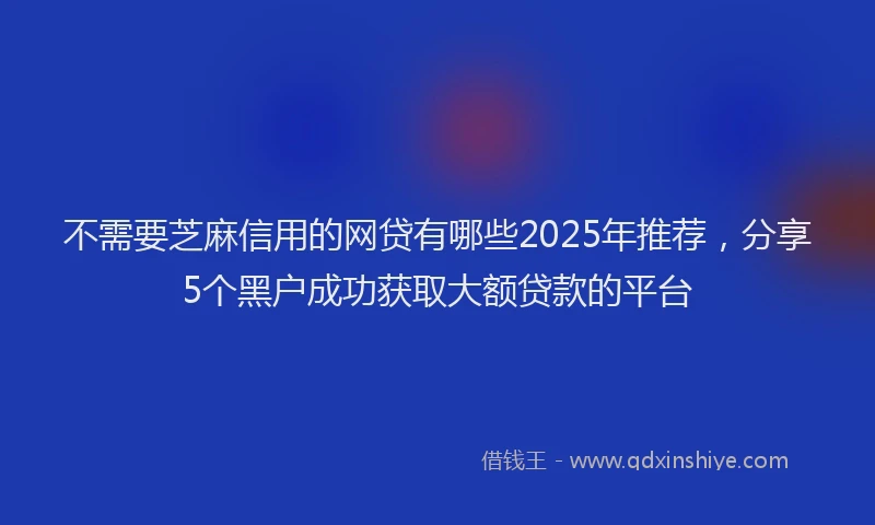 不需要芝麻信用的网贷有哪些2025年推荐，分享5个黑户成功获取大额贷款的平台
