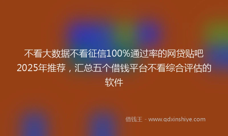不看大数据不看征信100%通过率的网贷贴吧2025年推荐，汇总五个借钱平台不看综合评估的软件