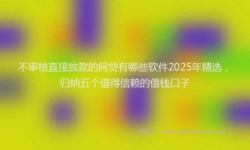 不审核直接放款的网贷有哪些软件2025年精选，归纳五个值得信赖的借钱口子