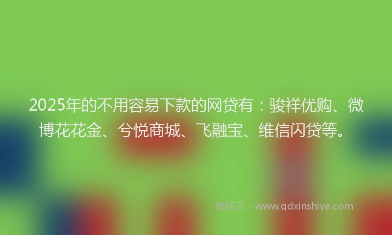 2025年的不用容易下款的网贷有：骏祥优购、微博花花金、兮悦商城、飞融宝、维信闪贷等。