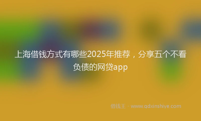 上海借钱方式有哪些2025年推荐，分享五个不看负债的网贷app