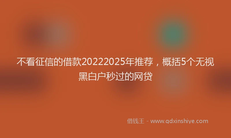 不看征信的借款20222025年推荐，概括5个无视黑白户秒过的网贷