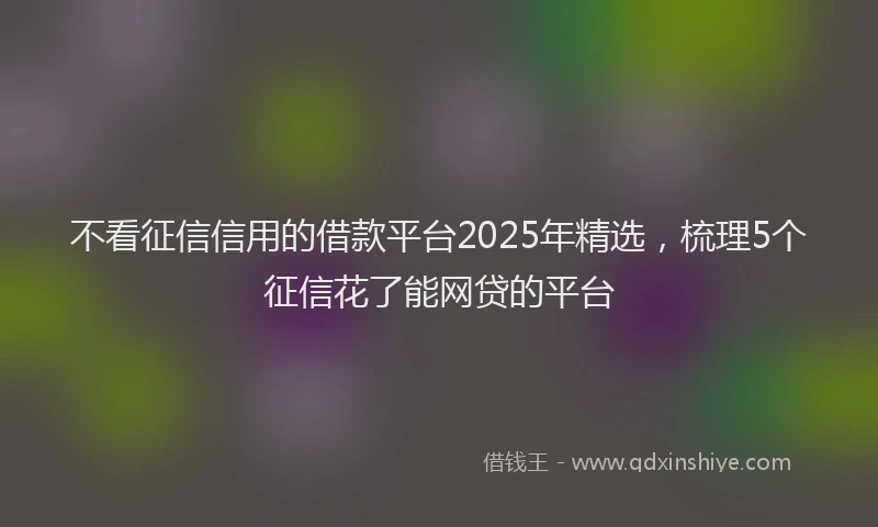 不看征信信用的借款平台2025年精选，梳理5个征信花了能网贷的平台