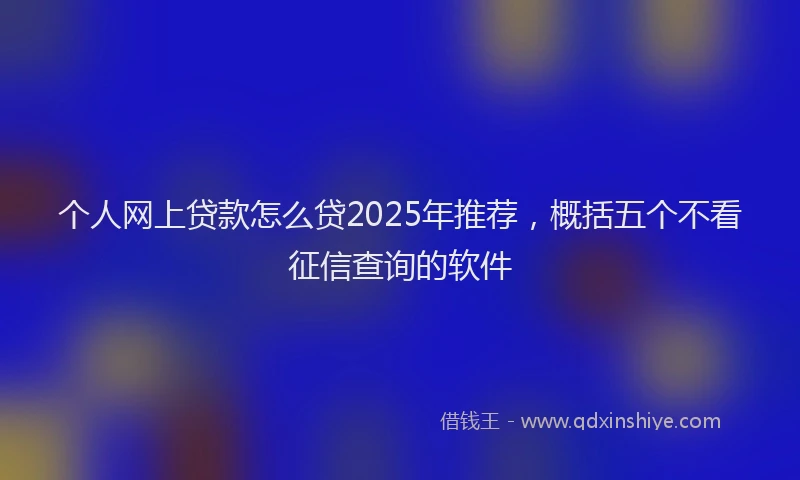 个人网上贷款怎么贷2025年推荐，概括五个不看征信查询的软件