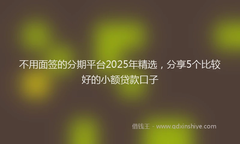 不用面签的分期平台2025年精选，分享5个比较好的小额贷款口子