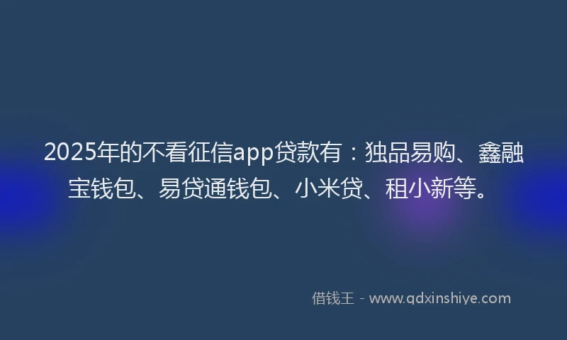 2025年的不看征信app贷款有：独品易购、鑫融宝钱包、易贷通钱包、小米贷、租小新等。