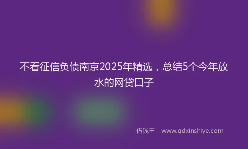 不看征信负债南京2025年精选，总结5个今年放水的网贷口子