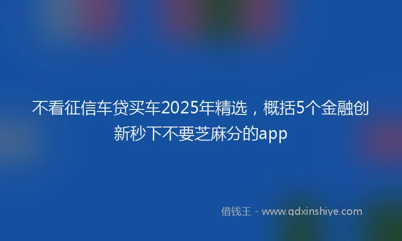 不看征信车贷买车2025年精选，概括5个金融创新秒下不要芝麻分的app