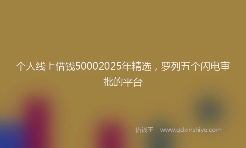 个人线上借钱50002025年精选，罗列五个闪电审批的平台