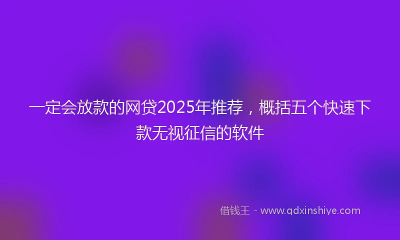一定会放款的网贷2025年推荐，概括五个快速下款无视征信的软件