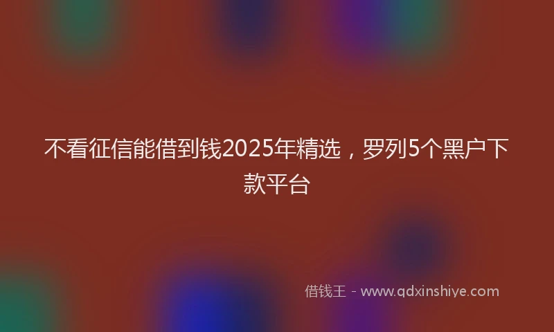 不看征信能借到钱2025年精选，罗列5个黑户下款平台