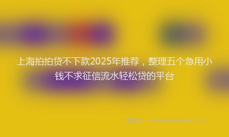 上海拍拍贷不下款2025年推荐，整理五个急用小钱不求征信流水轻松贷的平台