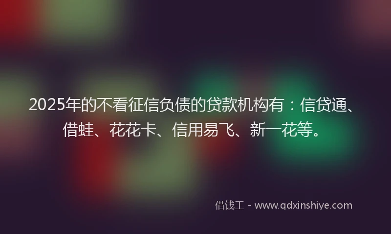 2025年的不看征信负债的贷款机构有：信贷通、借蛙、花花卡、信用易飞、新一花等。
