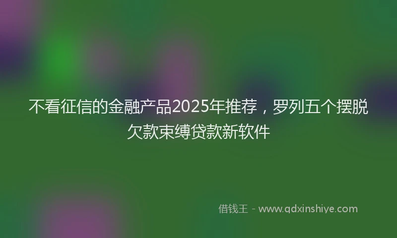 不看征信的金融产品2025年推荐，罗列五个摆脱欠款束缚贷款新软件