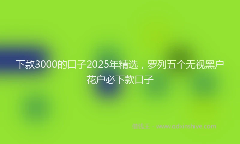 下款3000的口子2025年精选，罗列五个无视黑户花户必下款口子