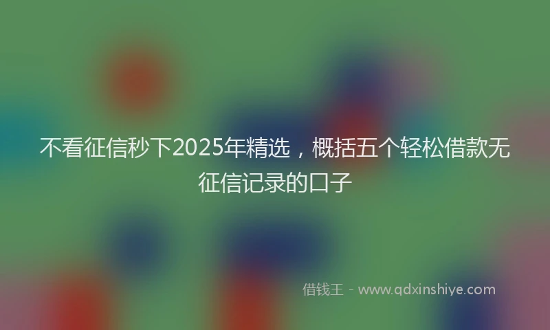 不看征信秒下2025年精选，概括五个轻松借款无征信记录的口子