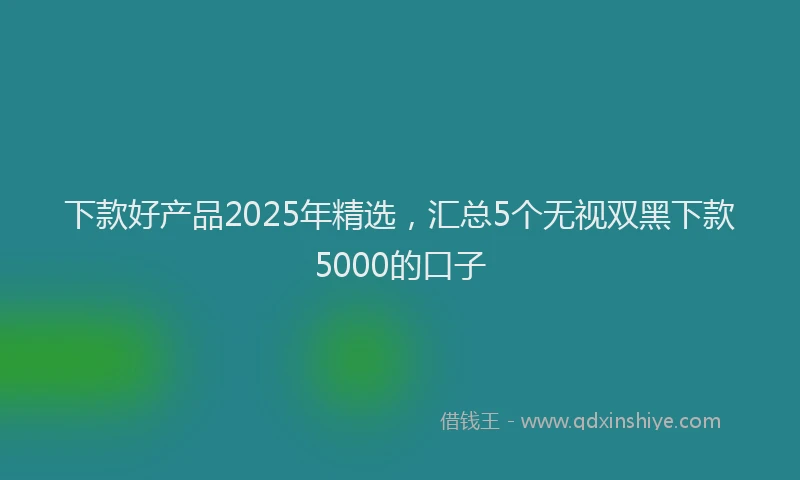 下款好产品2025年精选，汇总5个无视双黑下款5000的口子