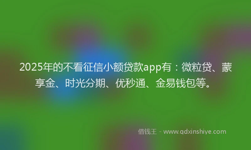 2025年的不看征信小额贷款app有：微粒贷、蒙享金、时光分期、优秒通、金易钱包等。